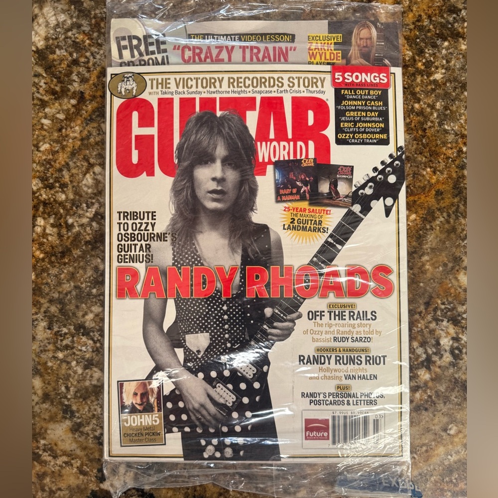 Vintage GUITAR WORLD Magazine 2006 March RANDY RHOADS, Poster & CD, New & Sealed